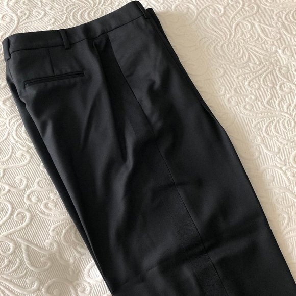 HM Studio A/W 2014 Black Tuxedo Pleat Pants Ribbon Stripe Tapered Relaxed 2 NEW - Picture 5 of 11